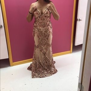 Sequin Rose Gold Prom Dress